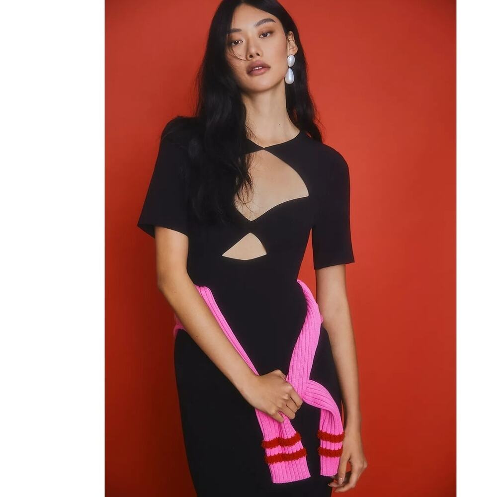 New Anthropologie Black Halo Sweetheart Cutout Dress $390 SIZE 12 Black